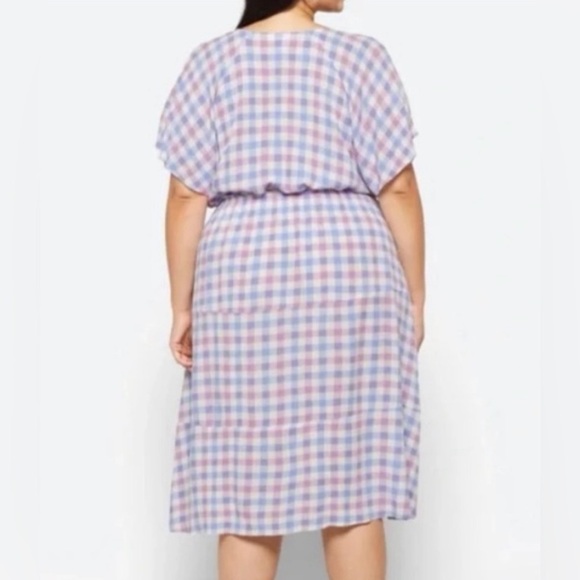 Market & Spruce 100% Rayon Pastel Checkered Dress with Pockets Plus 2X - Picture 2 of 8